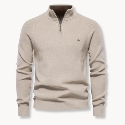 Nate | Pull en coton mélangé à demi-zip classique pour hommes