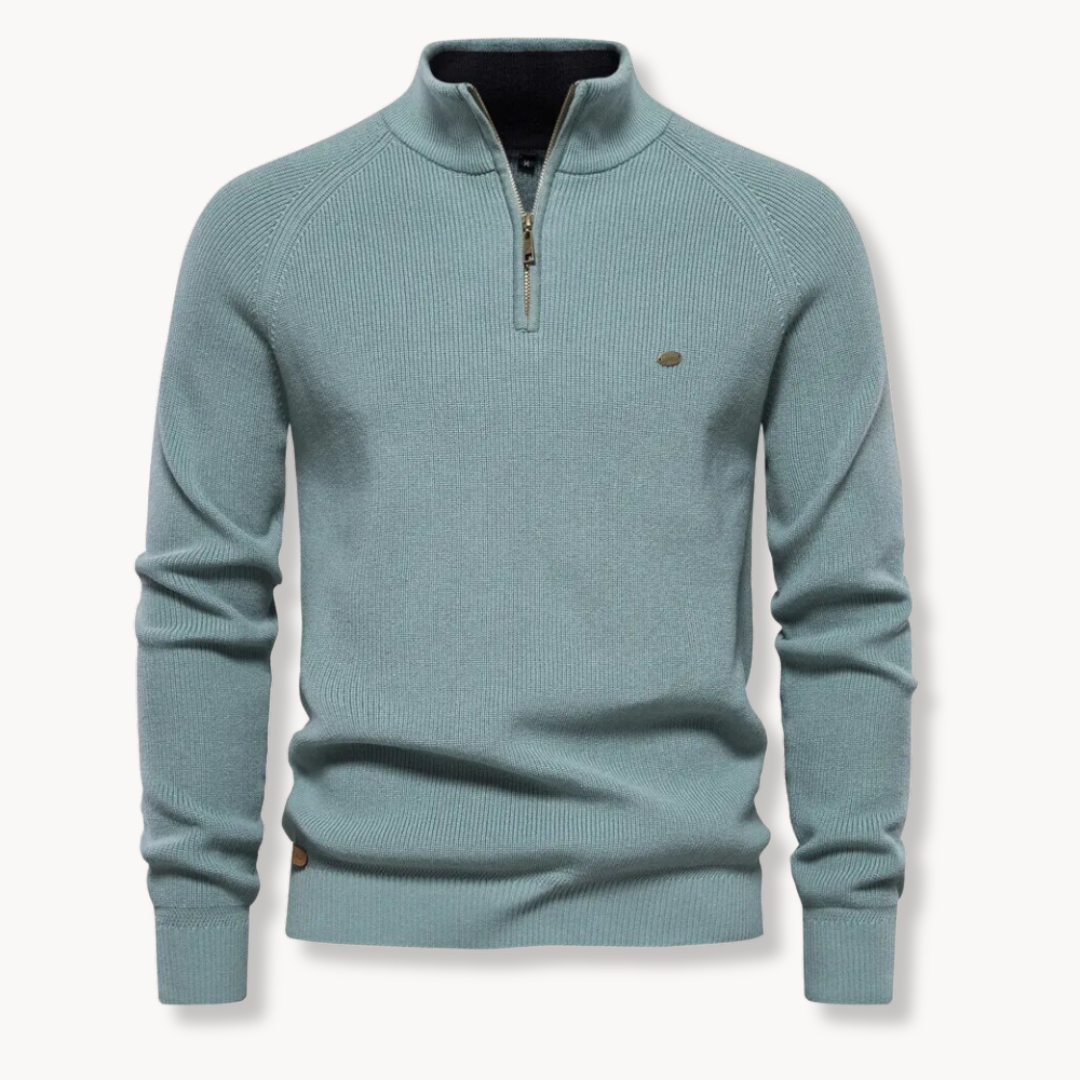 Nate | Pull en coton mélangé à demi-zip classique pour hommes