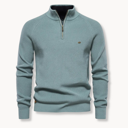 Nate | Pull en coton mélangé à demi-zip classique pour hommes