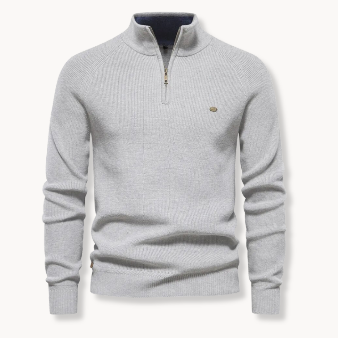 Nate | Pull en coton mélangé à demi-zip classique pour hommes