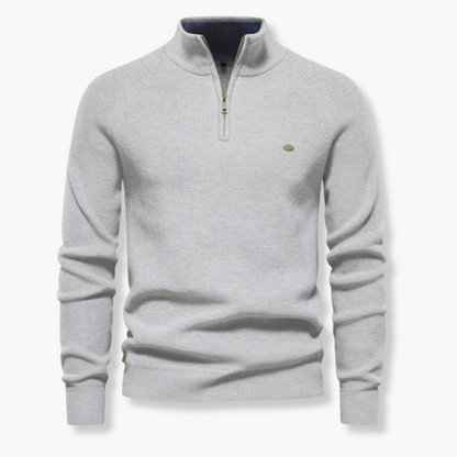 Nate | Pull en coton mélangé à demi-zip classique pour hommes