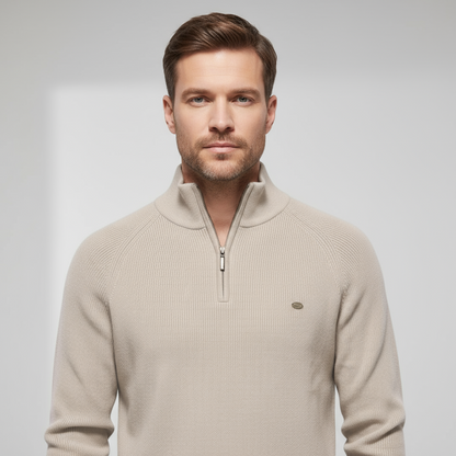 Nate | Pull en coton mélangé à demi-zip classique pour hommes