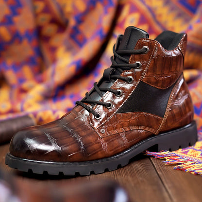 Dan | Bottes en cuir embossé crocodile pour hommes