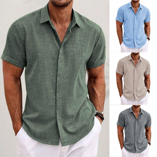 Oliveros | Men’s Short-Sleeve Cotton-Linen Shirt
