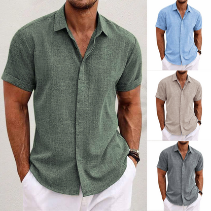 Oliveros | Men’s Short-Sleeve Cotton-Linen Shirt