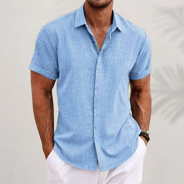 Oliveros | Men’s Short-Sleeve Cotton-Linen Shirt