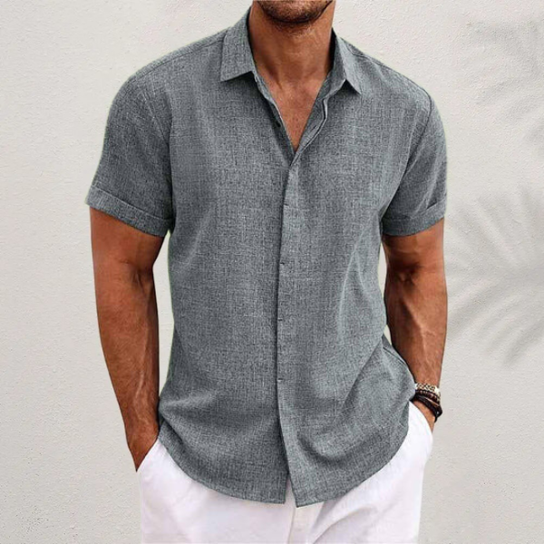 Oliveros | Men’s Short-Sleeve Cotton-Linen Shirt