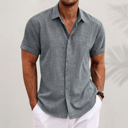 Oliveros | Men’s Short-Sleeve Cotton-Linen Shirt