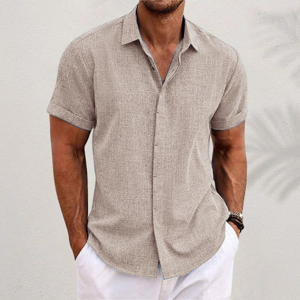 Oliveros | Men’s Short-Sleeve Cotton-Linen Shirt