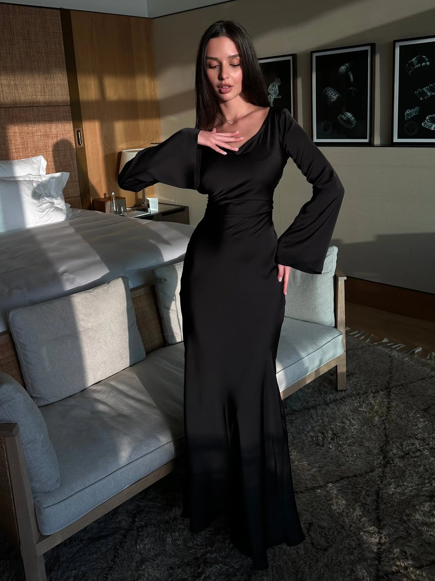 Pharia | Robe maxi à manches longues pour femmes – Élégance intemporelle pour chaque occasion