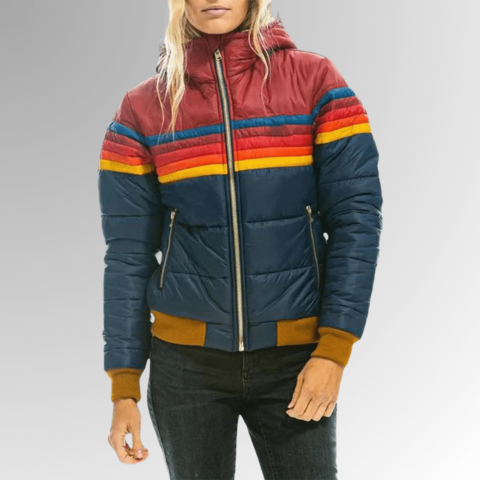 Ravelle | Women’s Retro Cropped Puffer Jacket with Hood