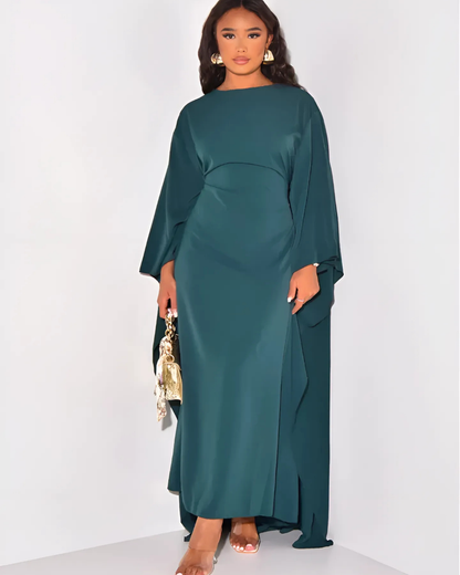 Reine | Women’s Elegant Maxi Dress with Draped Sleeves