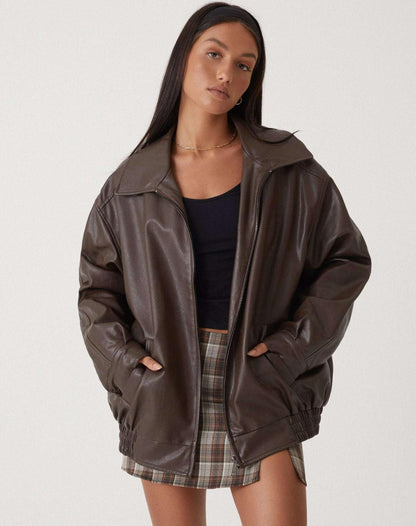 Robbie | Women’s Oversized Leather Bomber Jacket