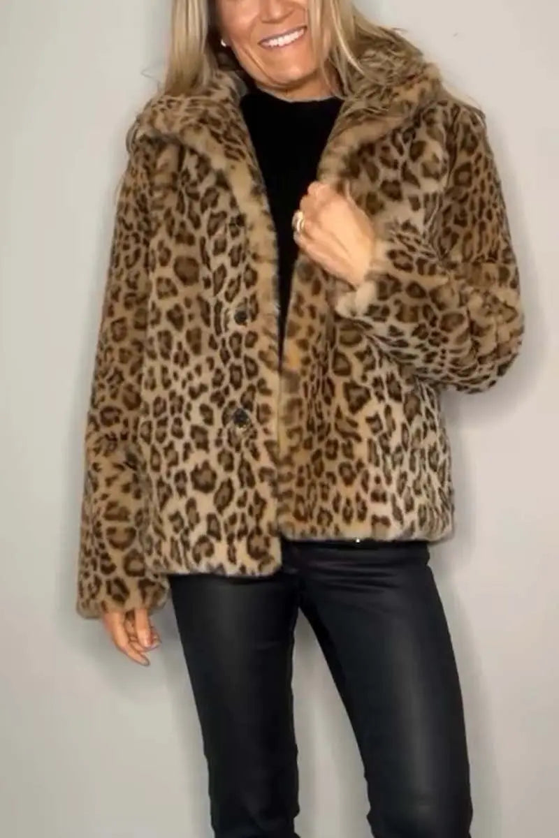 Rochelle | Women’s Leopard Print Faux Fur Coat