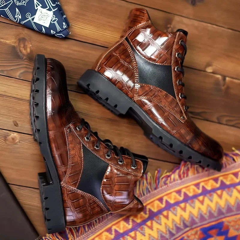 Dan | Bottes en cuir embossé crocodile pour hommes