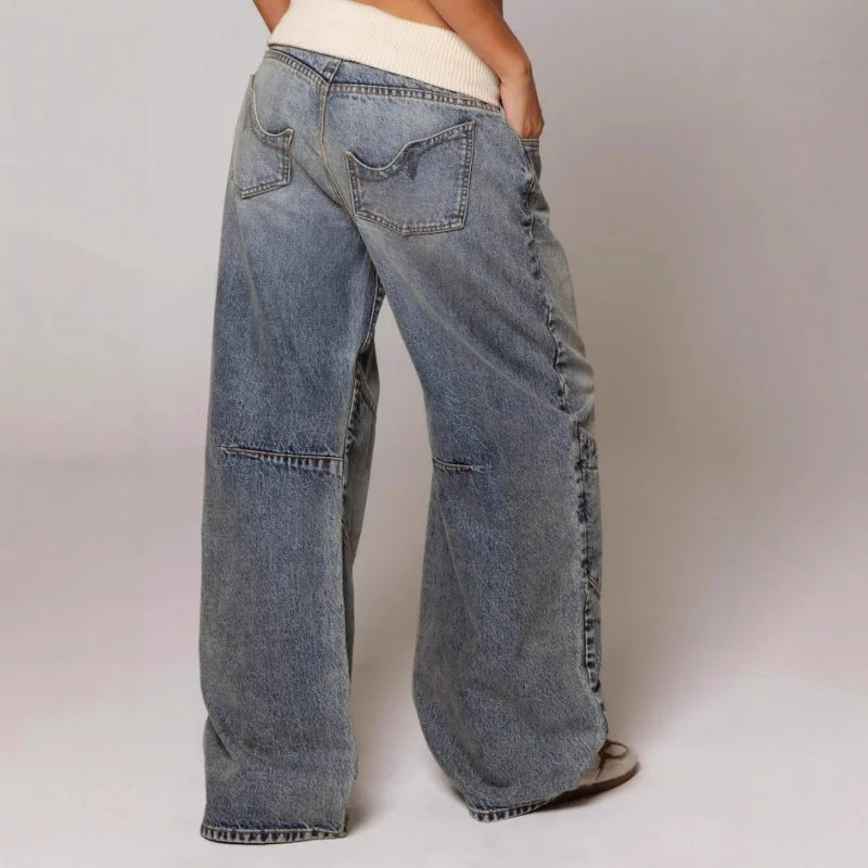 Y2K Streetwear Jeans en denim baggy à jambes larges
