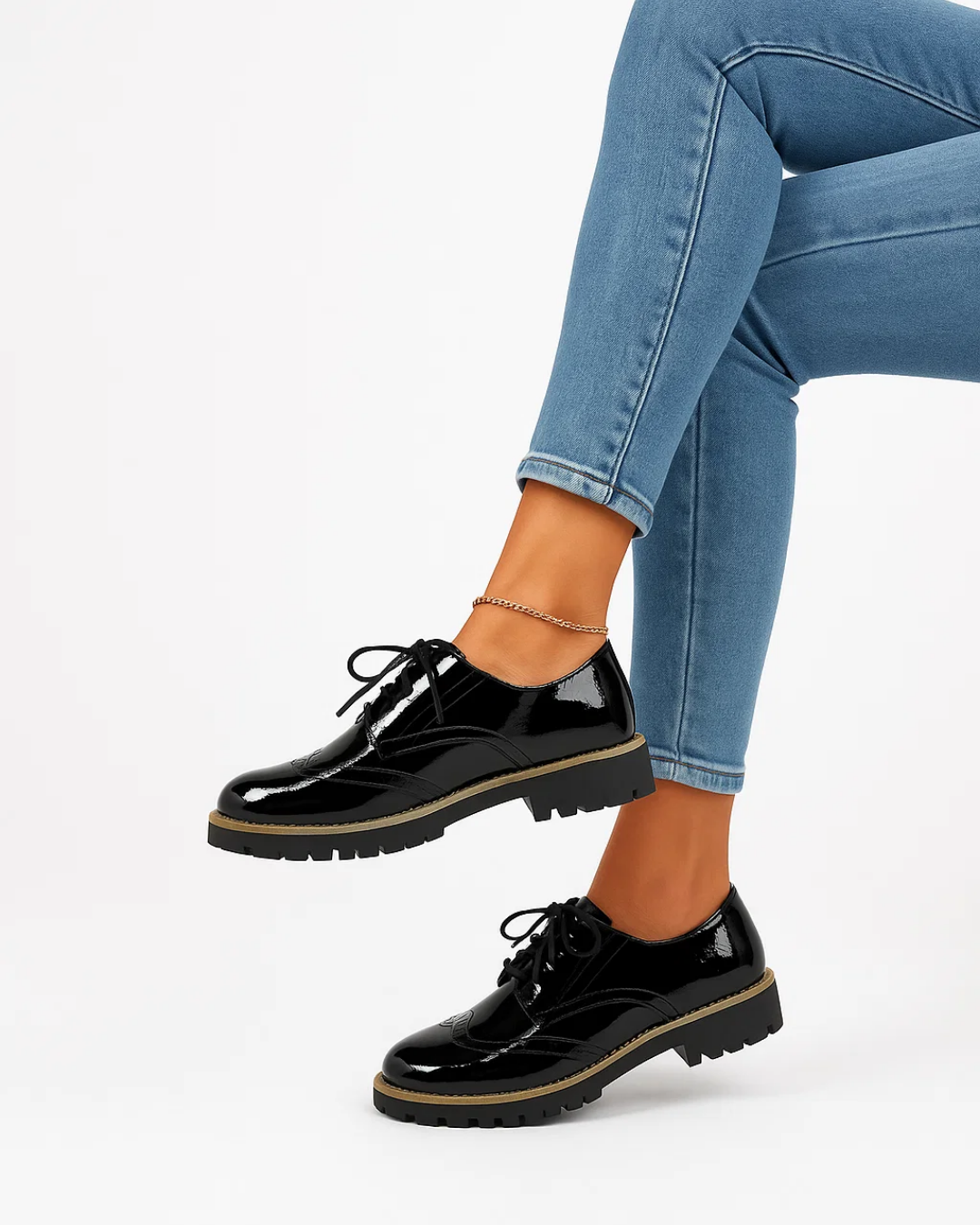 Solenya | Chaussures décontractées brillantes à lacets pour femmes