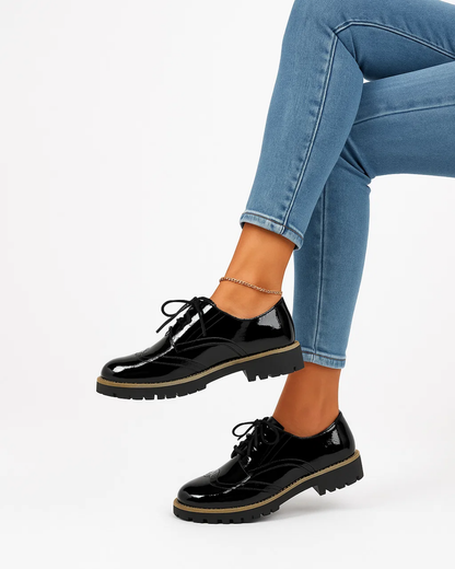 Solenya | Chaussures décontractées brillantes à lacets pour femmes