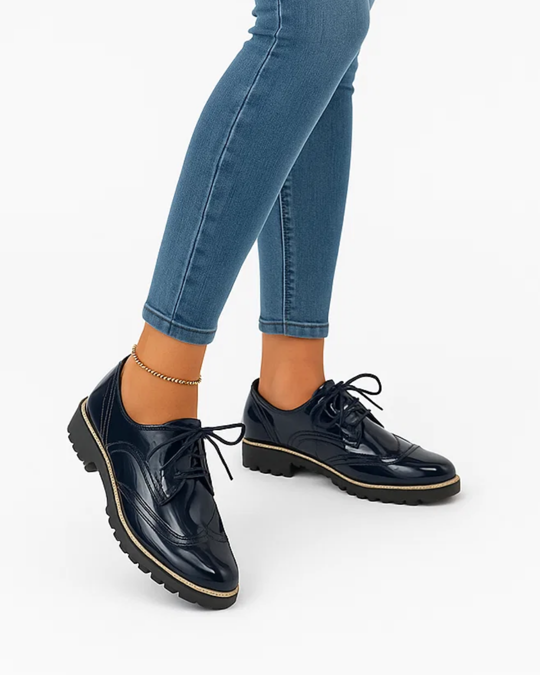 Solenya | Chaussures décontractées brillantes à lacets pour femmes