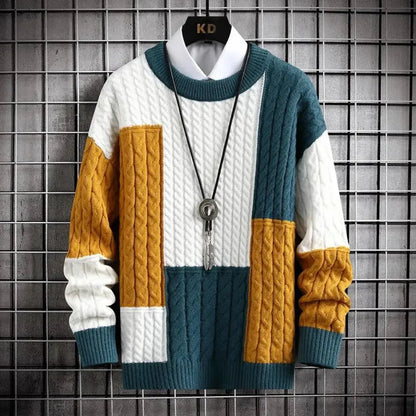 Steve | Pull à col rond en patchwork pour homme