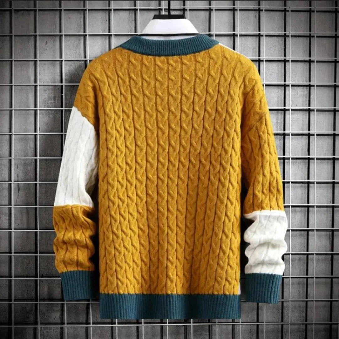 Steve | Pull à col rond en patchwork pour homme