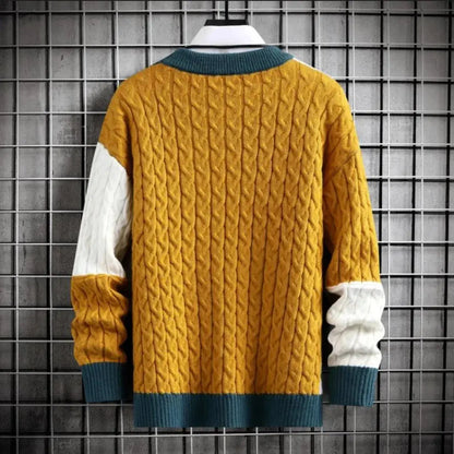 Steve | Pull à col rond en patchwork pour homme