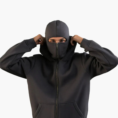 Urban | Sweat à capuche zippé unisexe avec balaclava intégrée