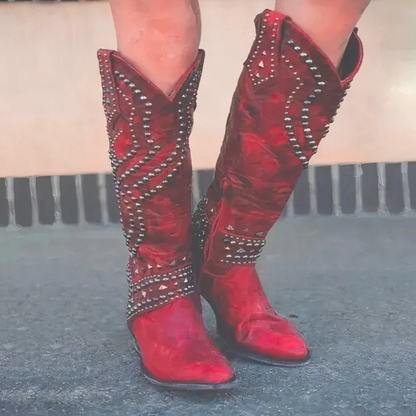 Ornella | Bottes à genoux inspirées de l'ouest pour femmes