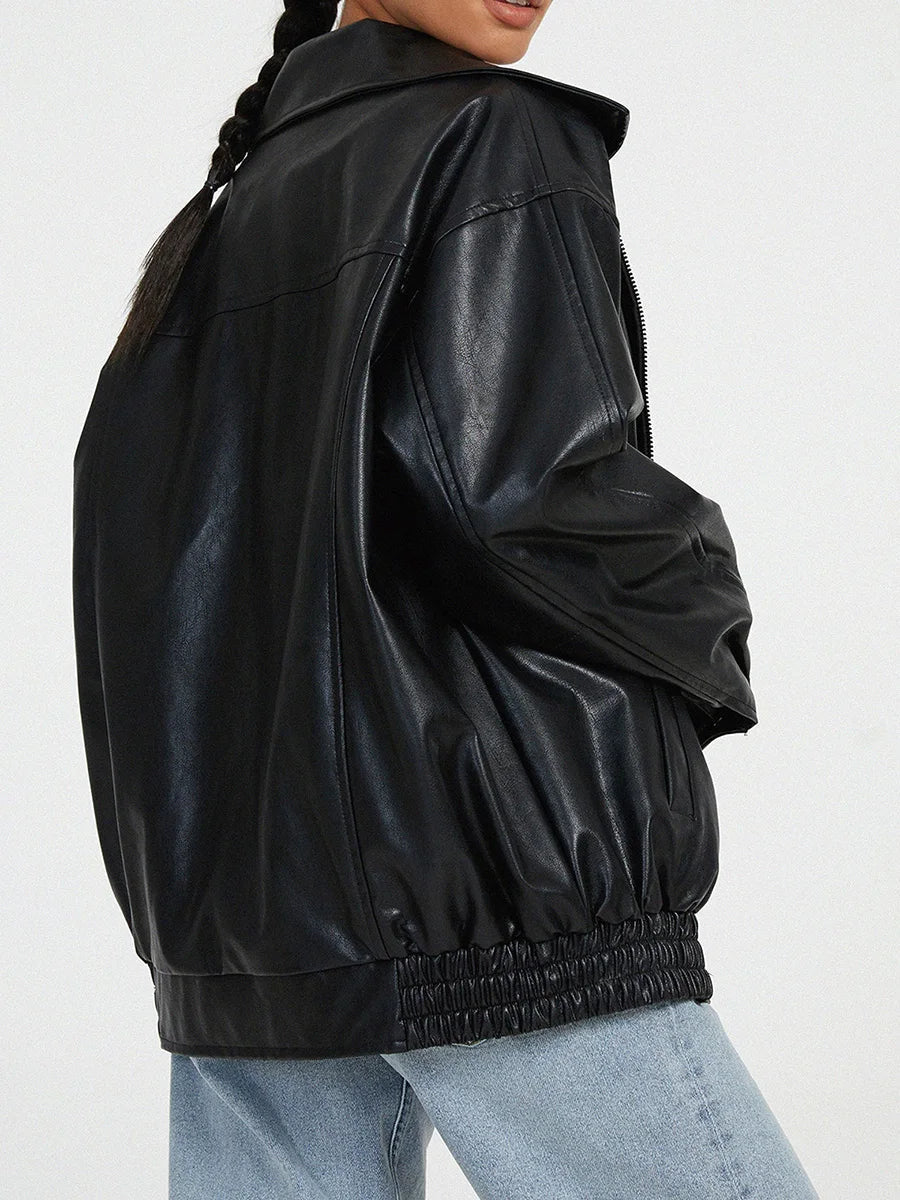 Zoiey | Veste bomber en cuir oversize pour femmes