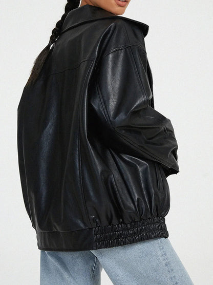 Zoiey | Veste bomber en cuir oversize pour femmes