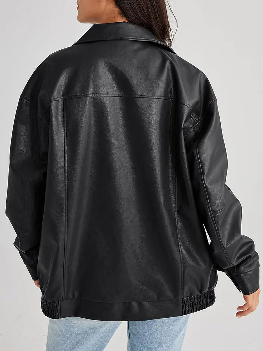 Zoiey | Veste bomber en cuir oversize pour femmes