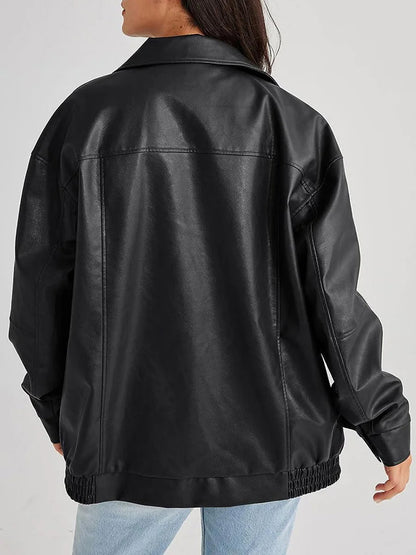 Zoiey | Veste bomber en cuir oversize pour femmes