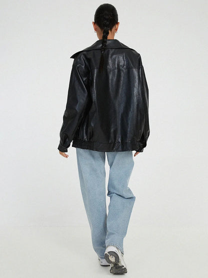 Zoiey | Veste bomber en cuir oversize pour femmes