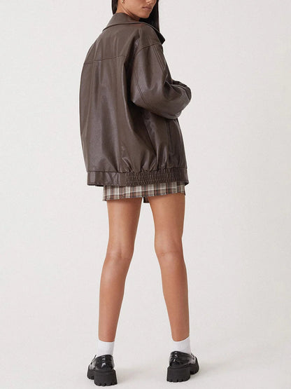 Zoiey | Veste bomber en cuir oversize pour femmes