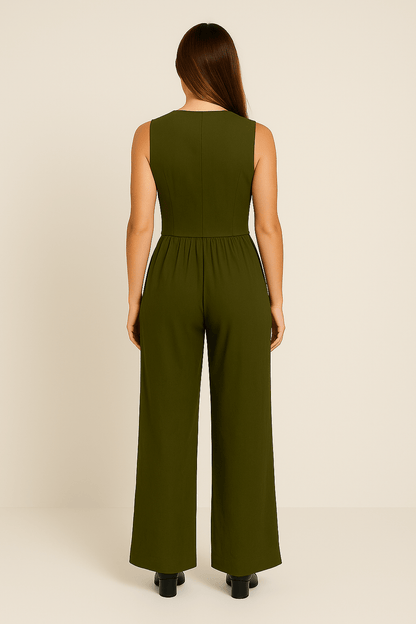 Yveline | Ensemble gilet en lin et pantalons à jambes larges pour femmes