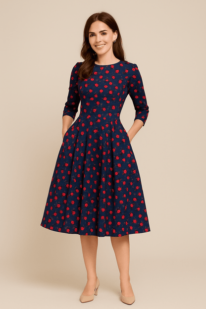 Havienne | Robe florale A-line longueur genou pour femmes