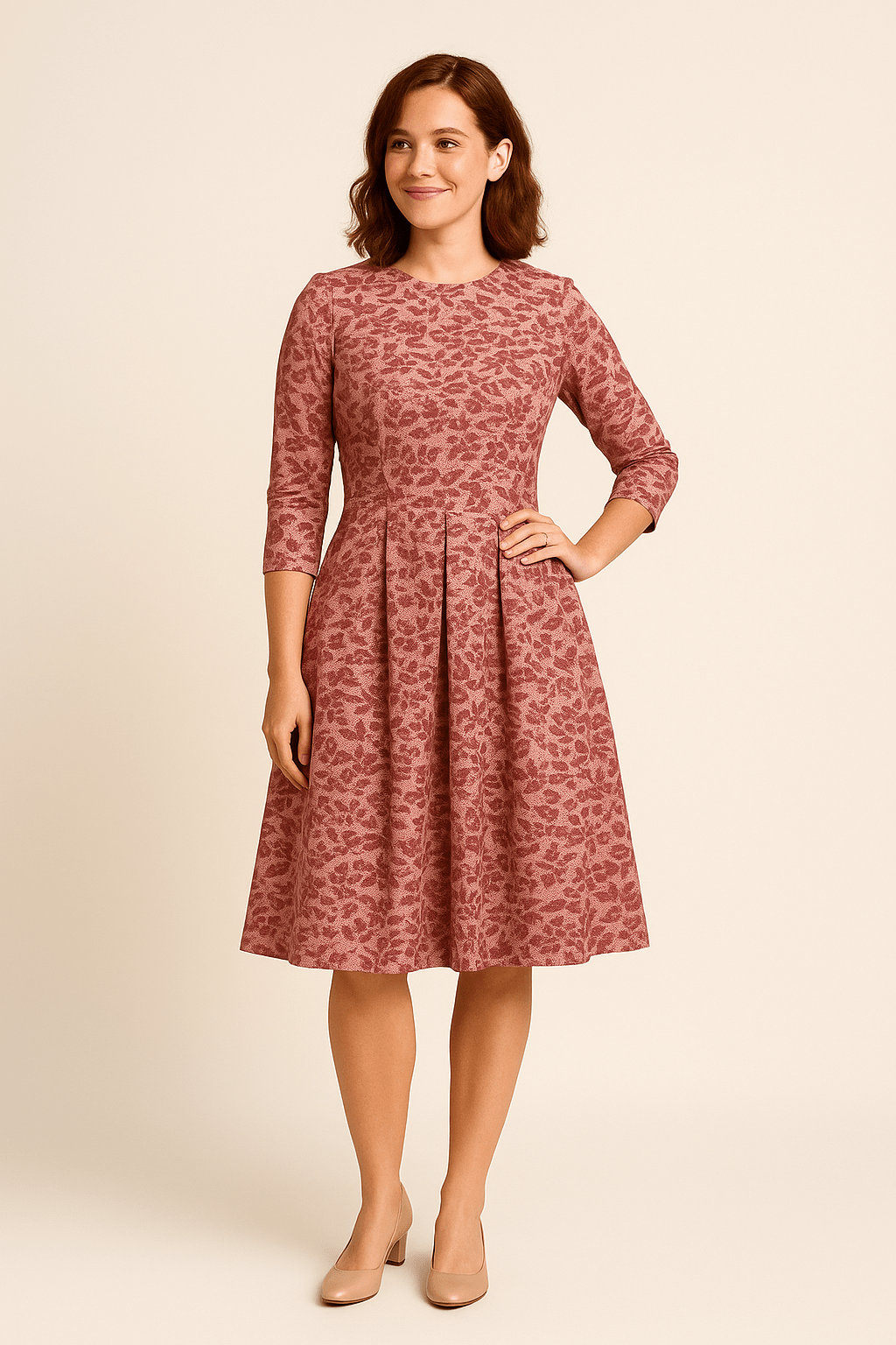 Havienne | Robe florale A-line longueur genou pour femmes