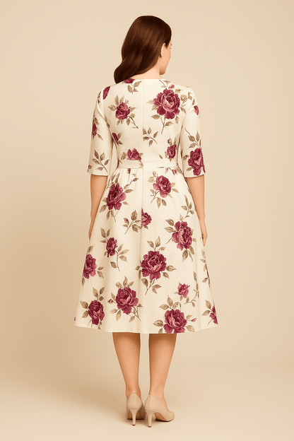 Havienne | Robe florale A-line longueur genou pour femmes