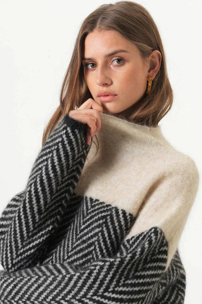 Xandra | Pull en tricot à motif chevrons pour femmes